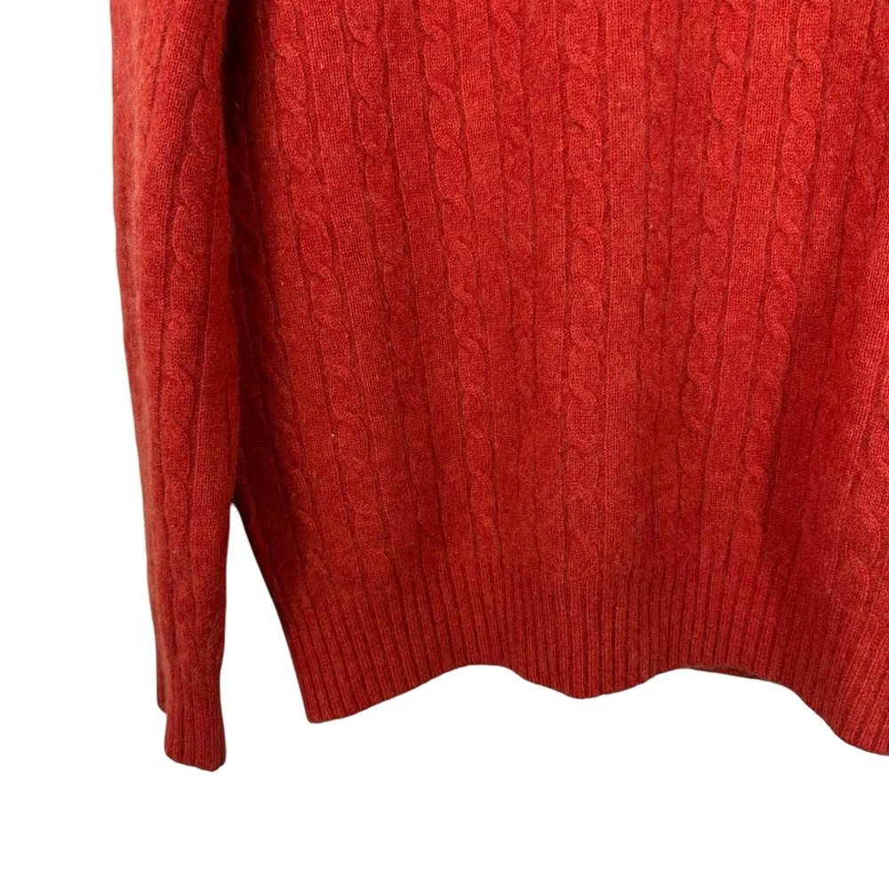 Davis & Squire 2 Ply Cable Cashmere Orange Mens Sweater Size Medium - Picture 5 of 7